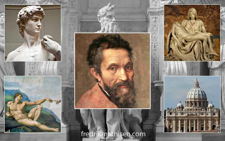 Michelangelo Buonarroti เกิดเมื่อวันที่ 6 มีนาคม ค.ศ. 1475 ในเมือง Caprese ใกล้เมืองฟลอเรนซ์ (อิตาลี) ซึ่งพ่อของเขาเป็นผู้พิพากษาในท้องที่
