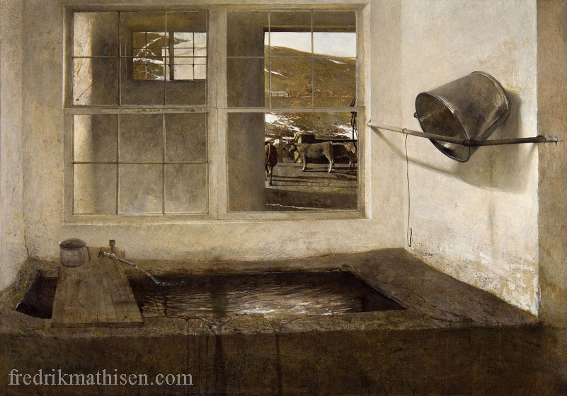 Andrew Wyeth แอนดรูว์ ไวเอธ ศิลปินจากศตวรรษที่ 20 หนึ่งในผู้มีส่วนร่วมที่ ได้รับความนิยมมากที่สุดคือจิตรกรแนวความจริงซึ่งมีภาพวาด